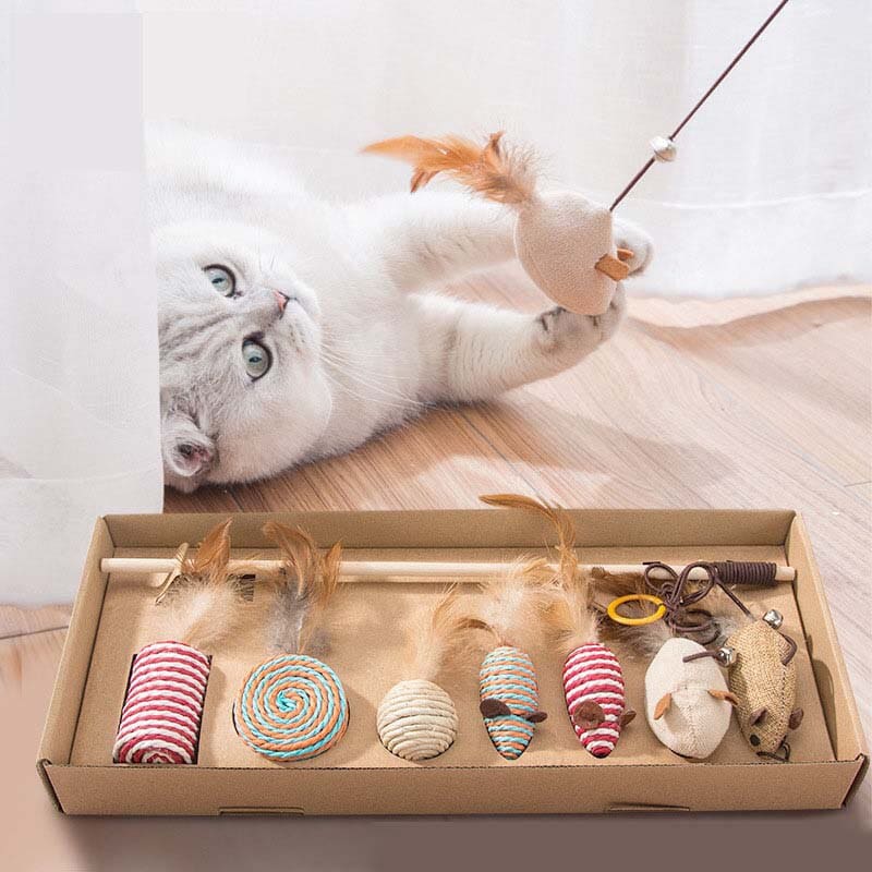 Delightful Feather and Sisal Cat Toy Gift Set - 7 Exclusive Toys-Cat Toy Gift Set-7 cat toys-6-Colydia