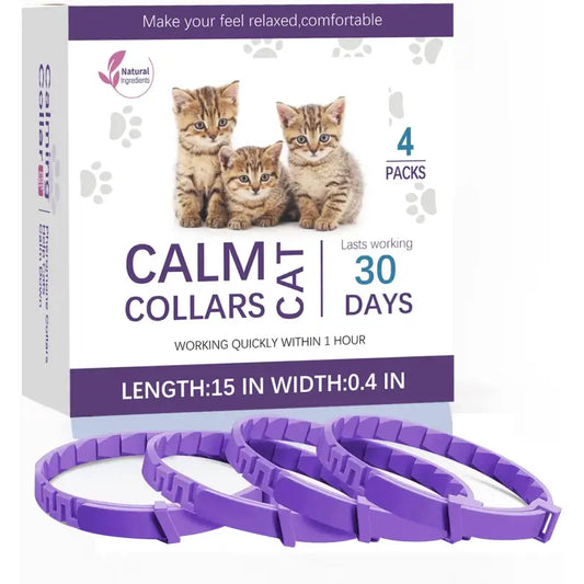 Adjustable Cat Calming Collar with Lavender and Chamomile Oils-Calming Cat Collar-Set of 4 collars-1-Colydia