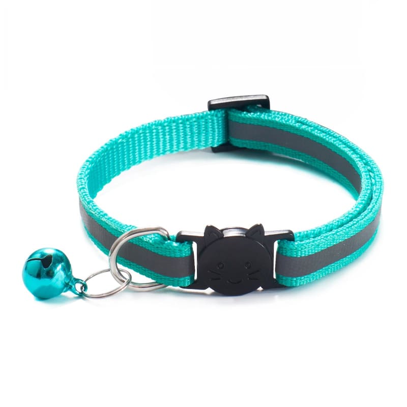 Reflective Adjustable Cat Collar with Removable Bell, Nylon Safety-Cat Collar-Blue-1-Colydia