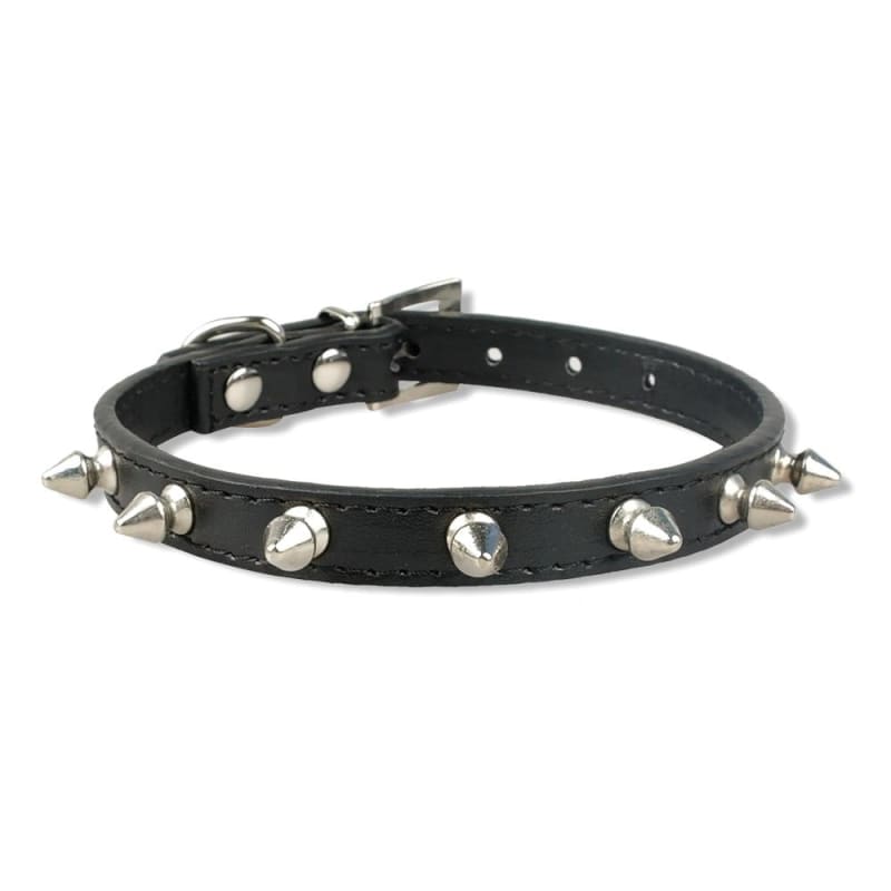 Stylish Faux Leather Spiked Cat Collar with Safety Elastic-Faux Leather Cat Collar-Black-XS (20-25cm)-3-Colydia