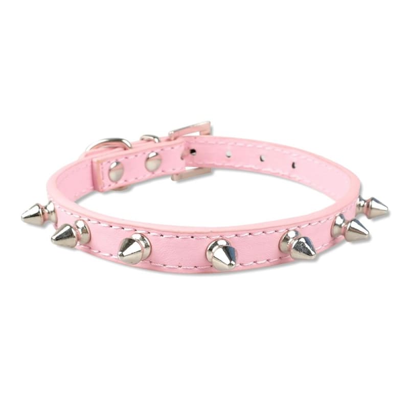 Stylish Faux Leather Spiked Cat Collar with Safety Elastic-Faux Leather Cat Collar-Pink-XS (20-25cm)-6-Colydia