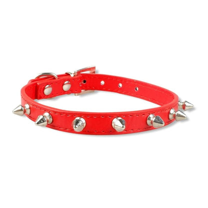 Stylish Faux Leather Spiked Cat Collar with Safety Elastic-Faux Leather Cat Collar-Red-XS (20-25cm)-4-Colydia