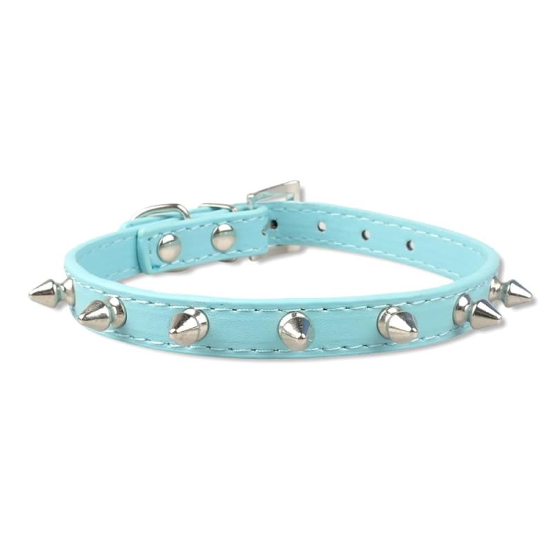 Stylish Faux Leather Spiked Cat Collar with Safety Elastic-Faux Leather Cat Collar-Blue-XS (20-25cm)-5-Colydia