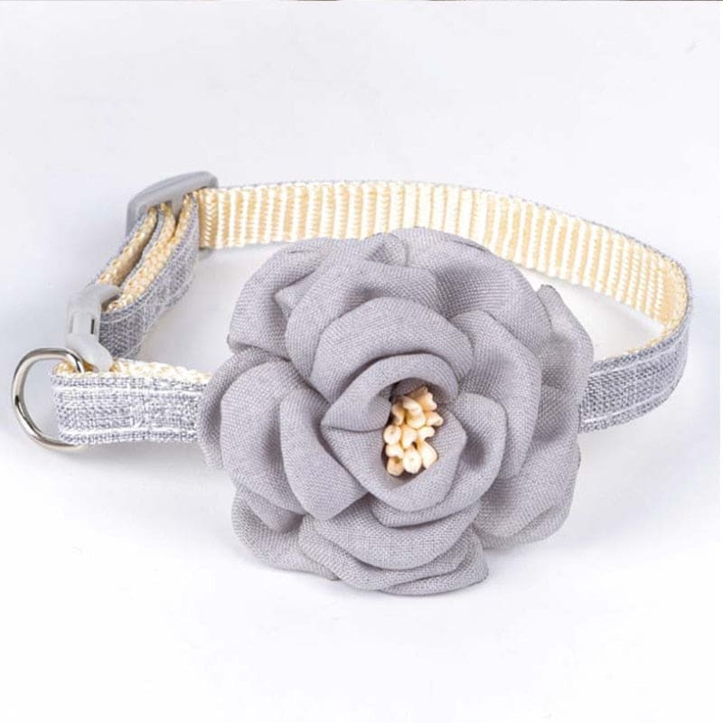 Elegant Rose Petal Design Cat Collar | Stylish & Chic Feline Accessory-Cat Collar-Gray-7-Colydia