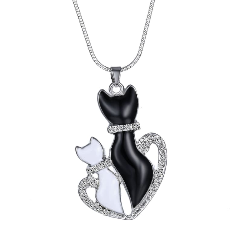 Elegant Cat Lovers Pendant Necklace - Romantic Feline Jewelry Gift-Cat Pendant Necklace-1-1-Colydia