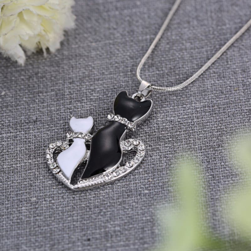 Elegant Cat Lovers Pendant Necklace - Romantic Feline Jewelry Gift-Cat Pendant Necklace-7-Colydia