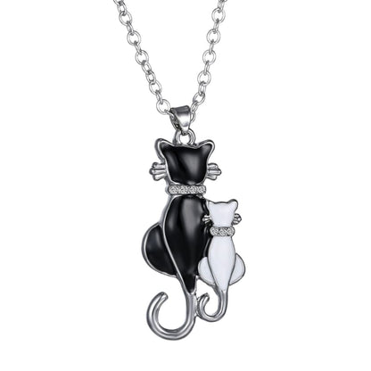 Elegant Cat Lovers Pendant Necklace - Romantic Feline Jewelry Gift-Cat Pendant Necklace-3-2-Colydia