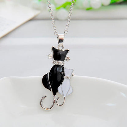 Elegant Cat Lovers Pendant Necklace - Romantic Feline Jewelry Gift-Cat Pendant Necklace-6-Colydia