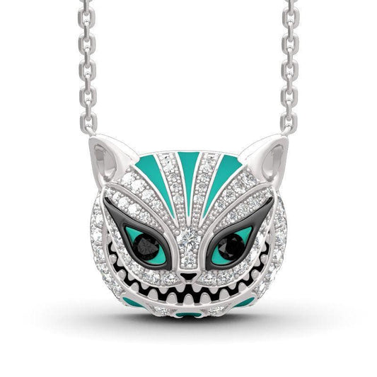 Unique Green Evil Cat Pendant Necklace for Women - Zinc Alloy-Pendant Necklace-50 cm-1-Colydia