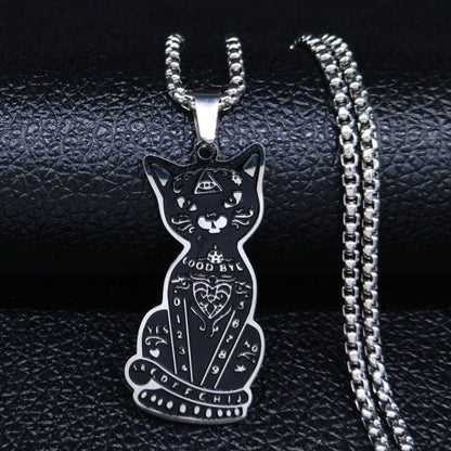 Mystic Black Cat Gothic Pendant Necklace – Stainless Steel Charm-Gothic Pendant Necklace-Satanic Cat-6-Colydia