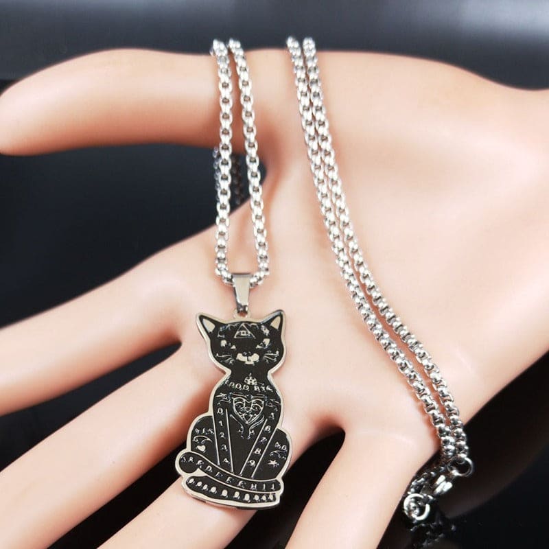 Mystic Black Cat Gothic Pendant Necklace – Stainless Steel Charm-Gothic Pendant Necklace-3-Colydia