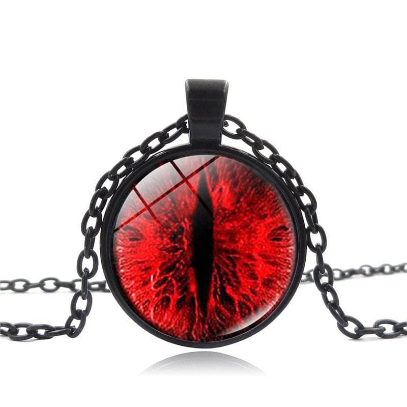 Demonic Cat's Eye Pendant Necklace for Gothic Style Enthusiasts-Gothic Pendant Necklace-Red (25 mm)-3-Colydia