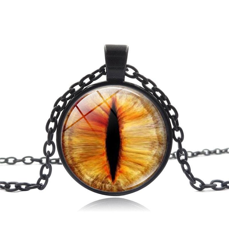 Demonic Cat's Eye Pendant Necklace for Gothic Style Enthusiasts-Gothic Pendant Necklace-Yellow (25 mm)-2-Colydia