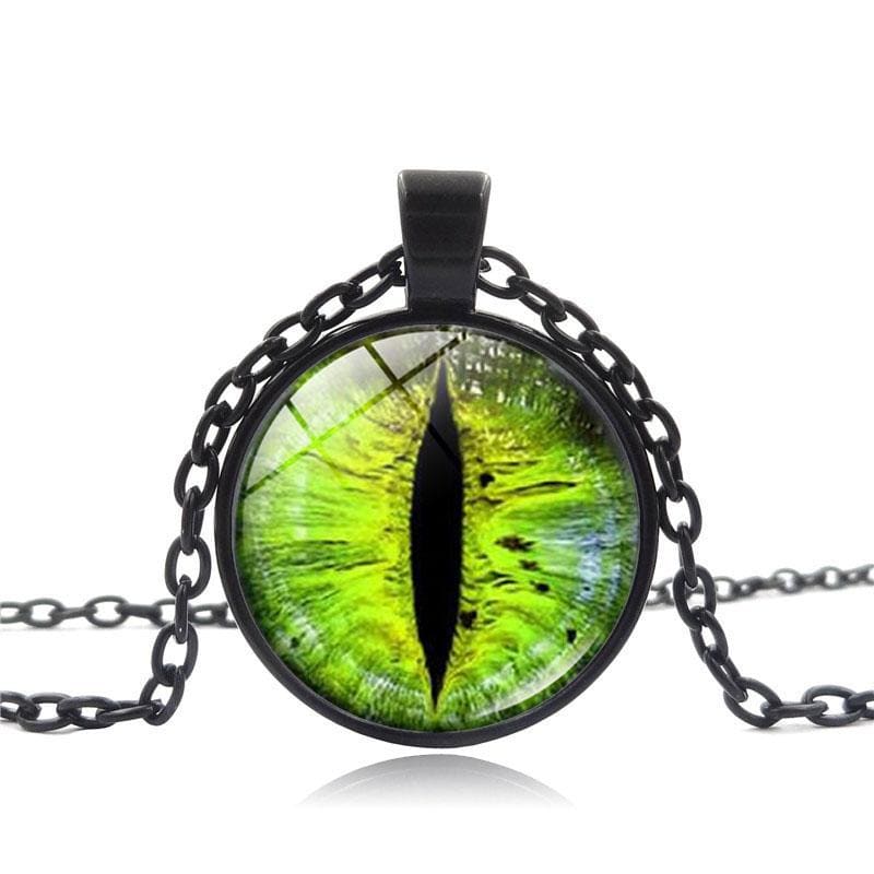 Demonic Cat's Eye Pendant Necklace for Gothic Style Enthusiasts-Gothic Pendant Necklace-Green (25 mm)-1-Colydia