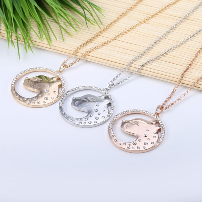 Bengal Cat Pendant Necklace with Zirconia, Hypoallergenic Alloy-Bengal Cat Pendant Necklace-2-Colydia