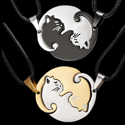 Yin-Yang Cat Pendant Necklace with Chain for Friend or Couple-Cat Pendant Necklace-5-Colydia