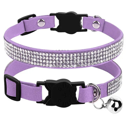 Luxurious Rhinestone Cat Collar - Adjustable, Comfy & Safe Fashion-Cat Collar-Purple-XS (15-25cm)-9-Colydia