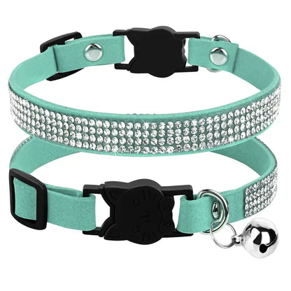 Luxurious Rhinestone Cat Collar - Adjustable, Comfy & Safe Fashion-Cat Collar-Blue-XS (15-25cm)-11-Colydia