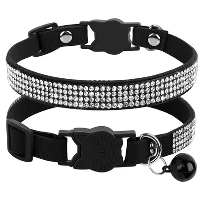 Luxurious Rhinestone Cat Collar - Adjustable, Comfy & Safe Fashion-Cat Collar-Black-XS (15-25cm)-10-Colydia