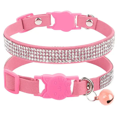 Luxurious Rhinestone Cat Collar - Adjustable, Comfy & Safe Fashion-Cat Collar-Pink-XS (15-25cm)-13-Colydia