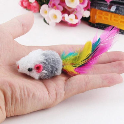 Vibrant Cat Toy Mice Set of 10 with Feathers for Playful Cats-Cat Toy-4-Colydia