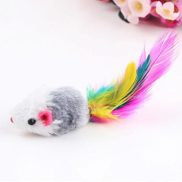 Vibrant Cat Toy Mice Set of 10 with Feathers for Playful Cats-Cat Toy-3-Colydia