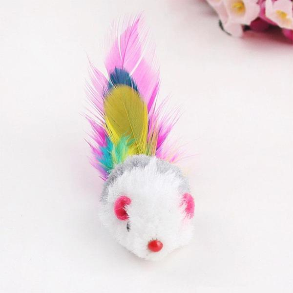 Vibrant Cat Toy Mice Set of 10 with Feathers for Playful Cats-Cat Toy-2-Colydia