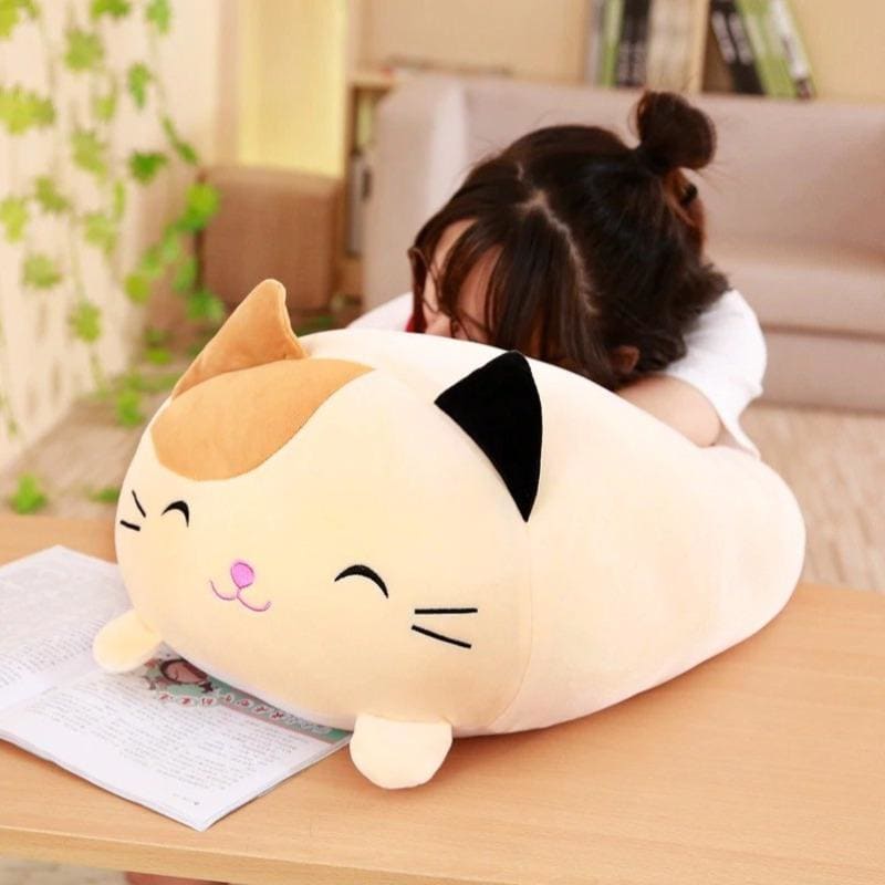 Super Soft Embroidered Smiling Cat Cushion for Cozy Relaxation-Cushion-4-Colydia