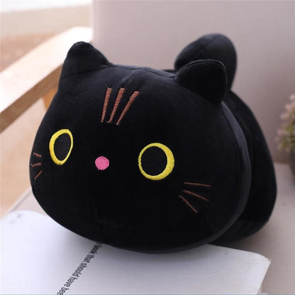 Breathable Cat Head Cushion with Quality Embroidery for Cars-Cushion/Headrest-25cm-Black-8-Colydia