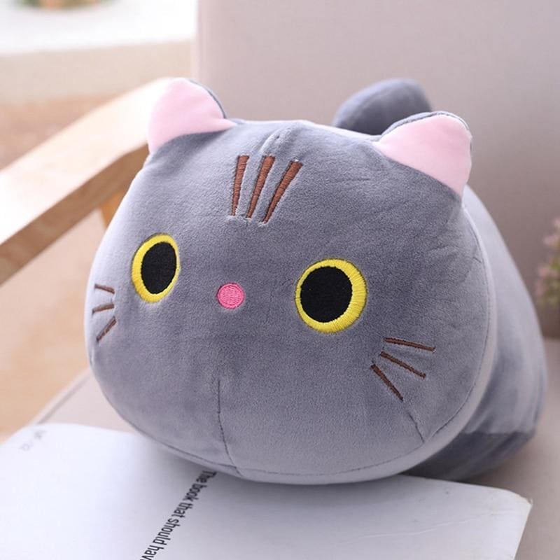 Breathable Cat Head Cushion with Quality Embroidery for Cars-Cushion/Headrest-25cm-Gray-5-Colydia