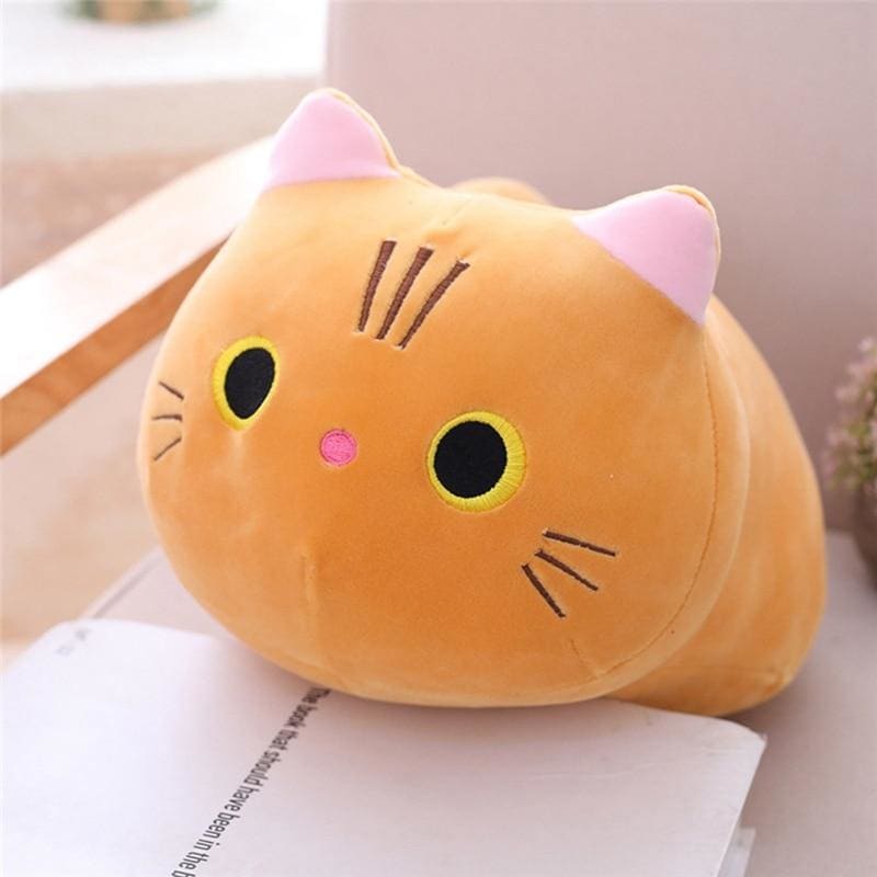 Breathable Cat Head Cushion with Quality Embroidery for Cars-Cushion/Headrest-25cm-Orange-6-Colydia