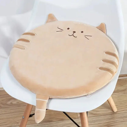 Cute Cat-Shaped Round Chair Cushion with Soft Memory Foam Comfort-Chair Cushion-Brown-4-Colydia