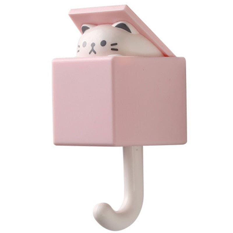 Cute Cat Adhesive Towel Hook - Fun Bathroom & Kitchen Accessory-Towel Hook-Pink-6-Colydia