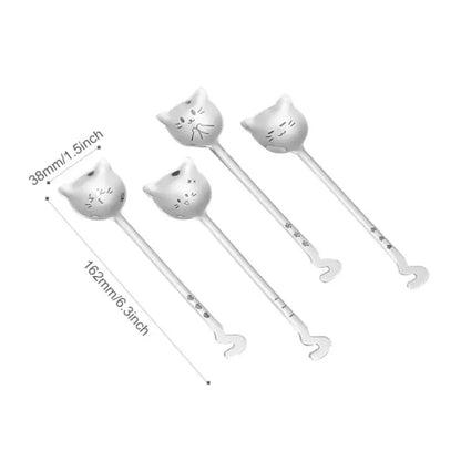 Kawaii Cat Coffee Spoon Set - Stainless Steel Original Design-Product Type: Decorative Coffee Spoons-4 pieces (twisted handle)-14-Colydia