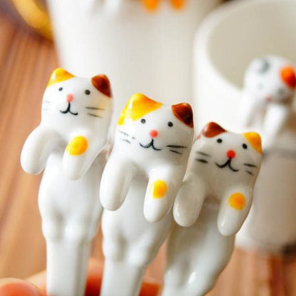 Handmade Ceramic Cat Mugs Spoons Set - Cute Kitchen Accessories-Ceramic Cat Mug Set-5 spoons-6-Colydia