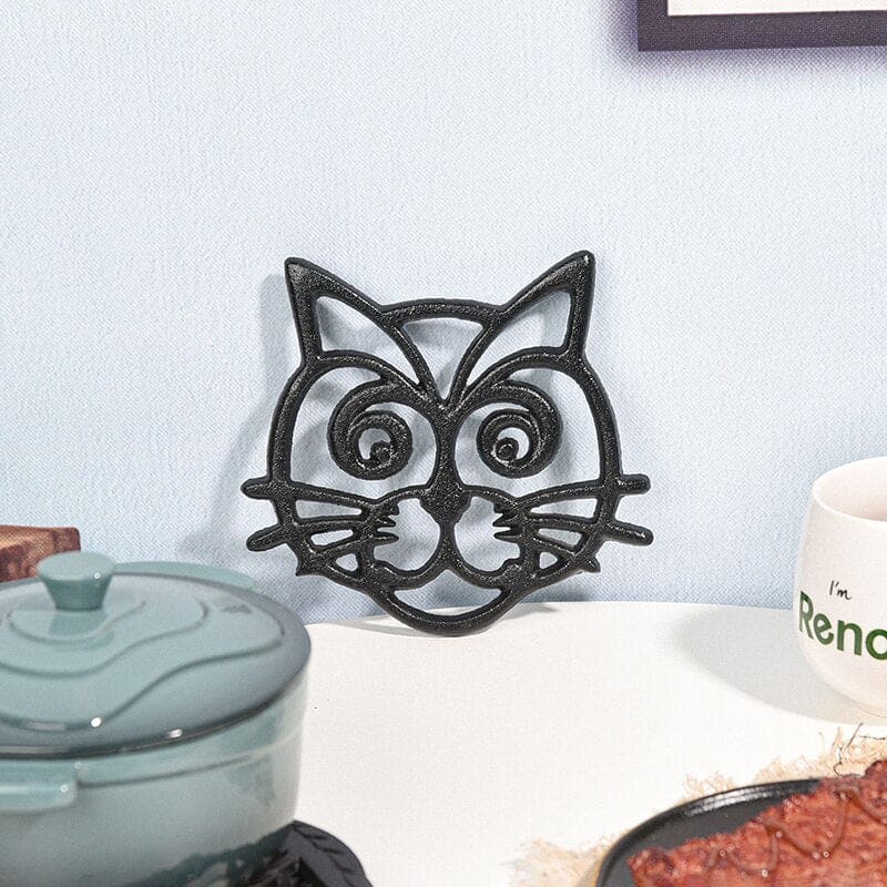 Vintage Black Cat Cast Iron Trivet - Durable, Decorative & Unique-Cast Iron Trivet-2-Colydia