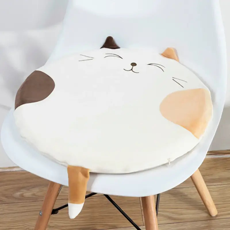 Cute Cat-Shaped Round Chair Cushion with Soft Memory Foam Comfort-Chair Cushion-Calico-3-Colydia