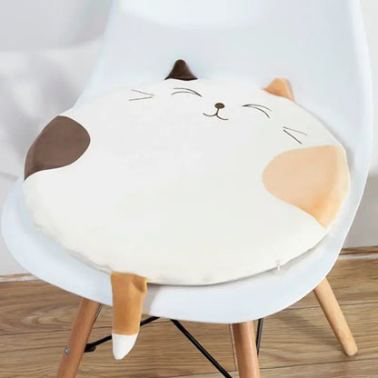 Cute Cat-Shaped Round Chair Cushion with Soft Memory Foam Comfort-Chair Cushion-Calico-3-Colydia