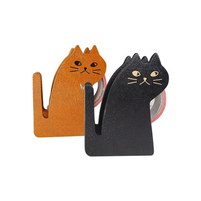 Feline Themed Wooden Tape Dispenser for Left & Right Handed Users-Tape Dispenser-6-Colydia