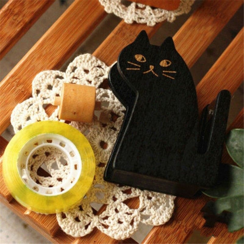 Feline Themed Wooden Tape Dispenser for Left & Right Handed Users-Tape Dispenser-5-Colydia