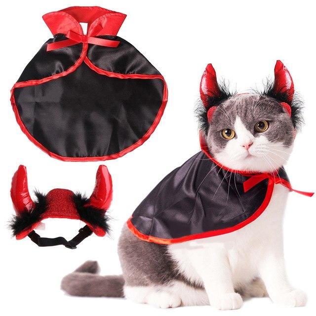 Pet Devil Costume Set: Cute Halloween Outfit with Horns for Pets-Pet Costume-3-Colydia