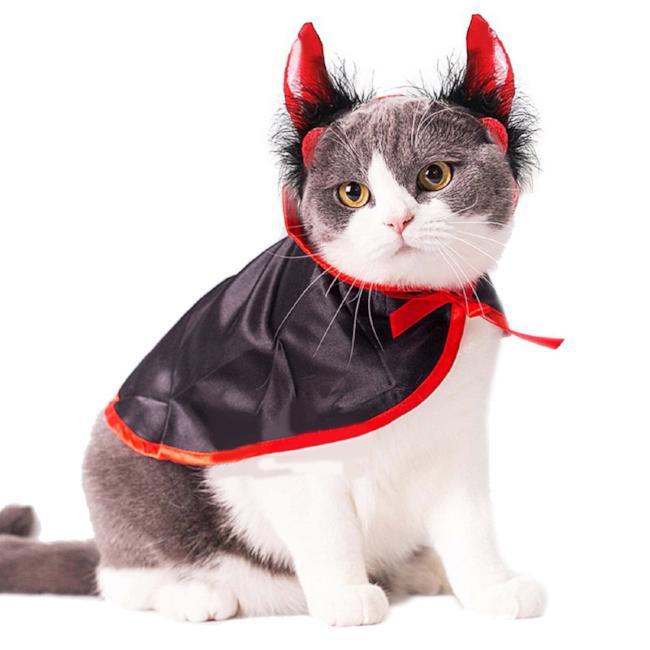 Pet Devil Costume Set: Cute Halloween Outfit with Horns for Pets-Pet Costume-2-Colydia