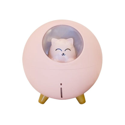 Cute Cat Spaceship Ultrasonic Air Humidifier Essential Oil Diffuser-Ultrasonic Air Humidifier and Essential Oil Diffuser-Pink cat-7-Colydia