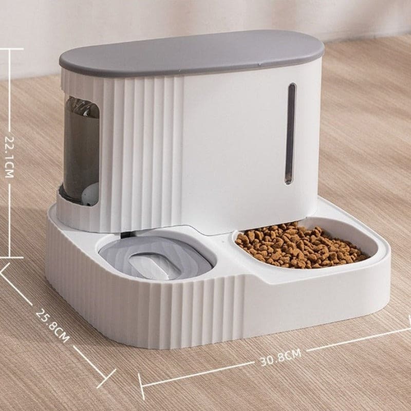 Large Capacity Cat Feeder & Water Dispenser for Summer Hydration-Automatic Pet Feeder & Water Dispenser-Gray-10-Colydia