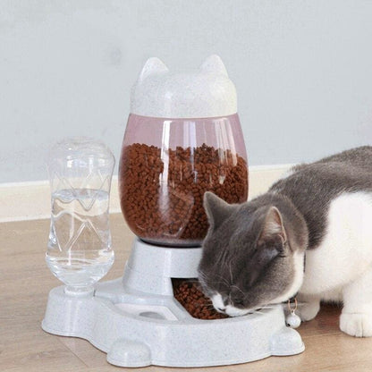 Automatic Cat Water & Kibble Dispenser - 2L Capacity, Transparent-Pet Food Dispenser-2-Colydia