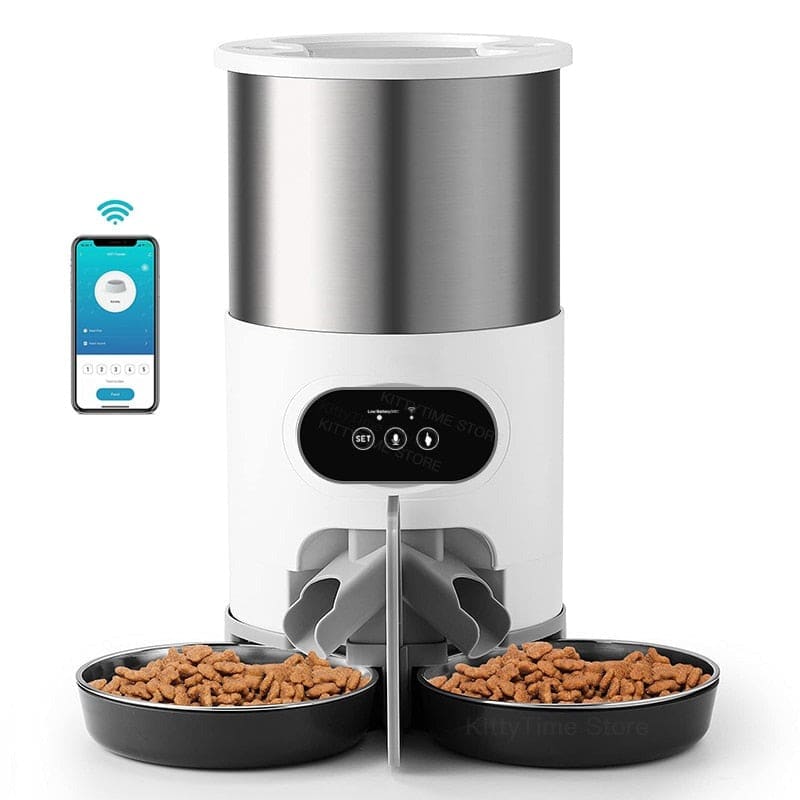 WiFi Smart Cat Feeder Dual Bowls with Timer & Voice Recorder 4.5 L-Automatic Pet Feeder-3-Colydia