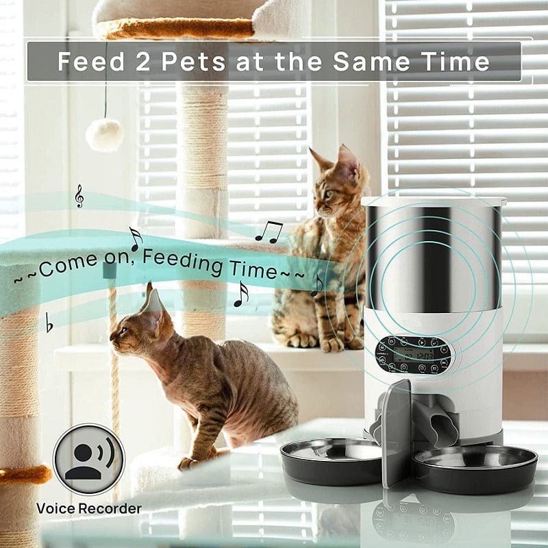 WiFi Smart Cat Feeder Dual Bowls with Timer & Voice Recorder 4.5 L-Automatic Pet Feeder-1-Colydia