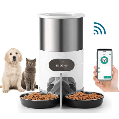 WiFi Smart Cat Feeder Dual Bowls with Timer & Voice Recorder 4.5 L-Automatic Pet Feeder-2-Colydia