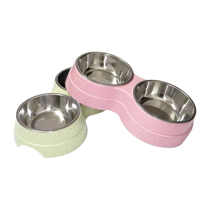 Colorful Double Stainless Steel Cat Bowl with Non-Slip Base-Cat Feeding Bowl Set-7-Colydia