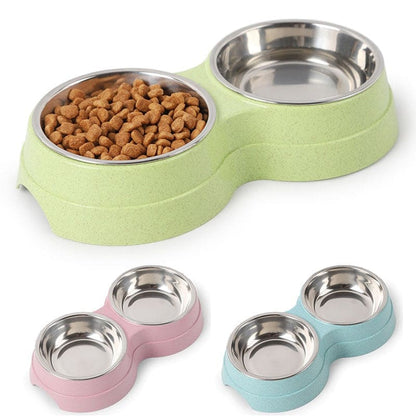 Colorful Double Stainless Steel Cat Bowl with Non-Slip Base-Cat Feeding Bowl Set-3-Colydia